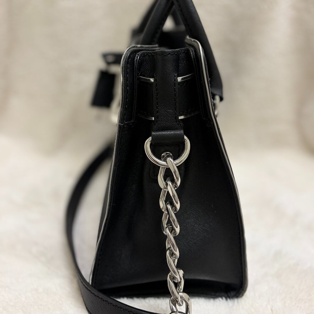 Timeless Michael Kors Hamilton Black w/Silver Trim Saffiano Leather Tote - Picture 10 of 11